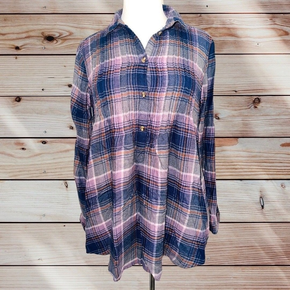 M1 American Eagle Outfitters AE medium Women's Shirt Jegging Fit Tunic Plaid